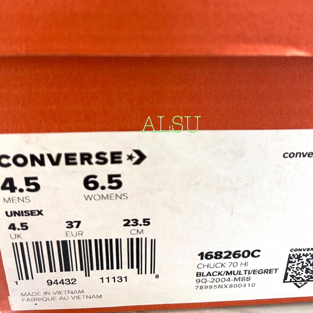 Converse Chuck 70 High Black Multi Canvas Casual Women's Sneakers Size 168260C - Picture 8 of 9